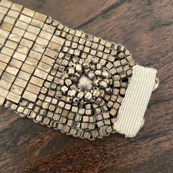 Elie Tahari boho bracelet silver metal beads S handmade in India - Picture 3 of 8